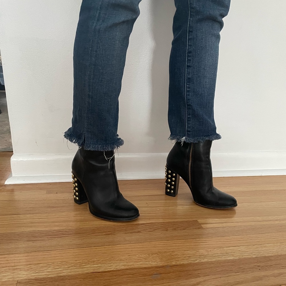 Michael Kors black leather studded boots in a womens size 5